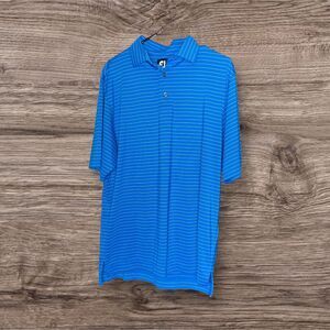 Foot Joy Polo Shirt French  Blue Striped Men's Medium